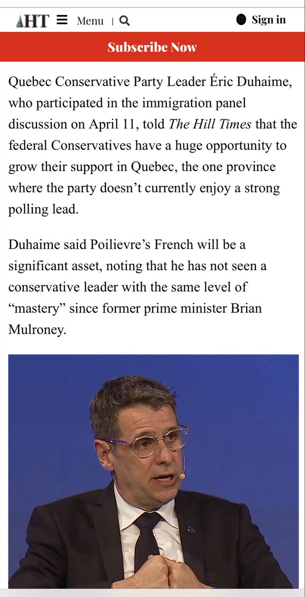 Mon entrevue dans le Hill Times d’aujourd’hui: « Duhaime added that he believes Quebecers’ displeasure with the federal Liberals and the Bloc Québécois—whom they may view as supporting the governing party—will only increase after the 2024 federal budget is released on April 16.…