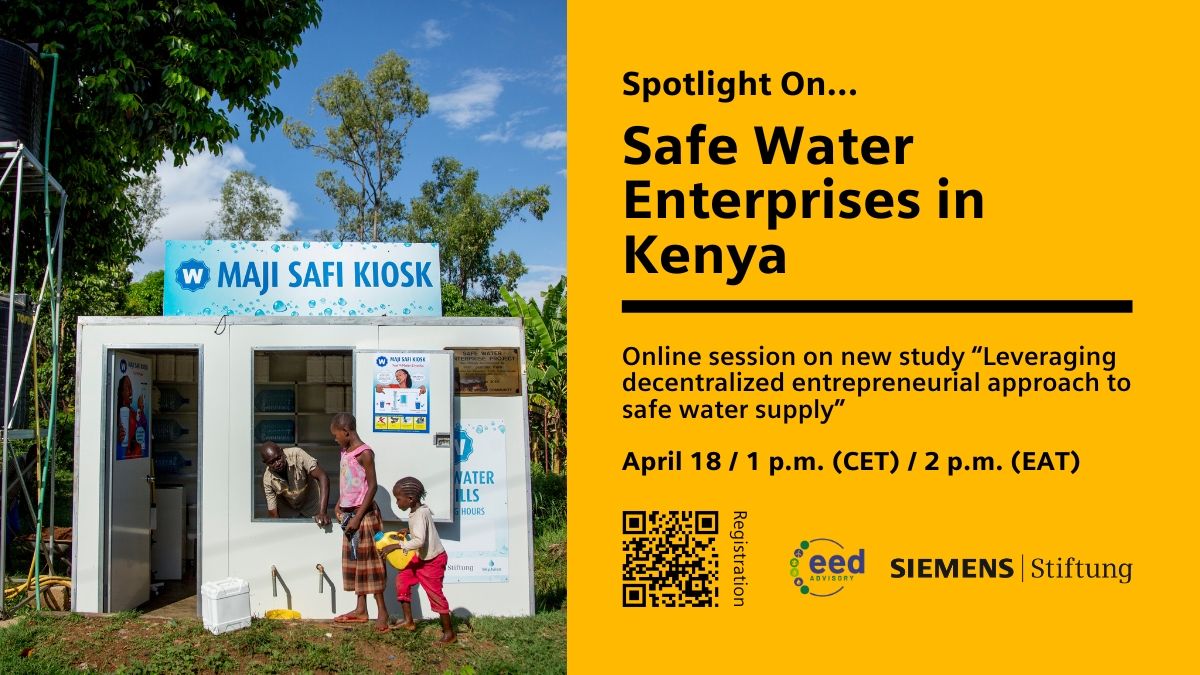 💡Spotlight on Safe Water Enterprises in Kenya
⏰1400hrs – 1500hrs (EAT)
📅April 18, 2024
🌐lnkd.in/dfxicX_J

📌Join us for the “Spotlight on...Safe Water Enterprises in Kenya” Webinar tomorrow. EED’s Joyce Irungu and Elmah Odhiambo will be presenting.

<a href="/SiemensStiftung/">Siemens Stiftung</a>