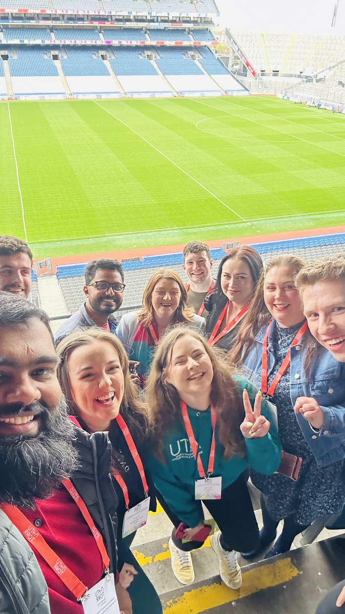 AliUsaama's tweet photo. After the welcome address and insightful presentation taking advantage of the beautiful view of the stadium. 

@ATUDonegal_ group photo.

@ntutorr @jessicacduffy 
#ntutorr #atu #transformation #Innovation #learning #showcase https://t.co/GpCrh64JkS