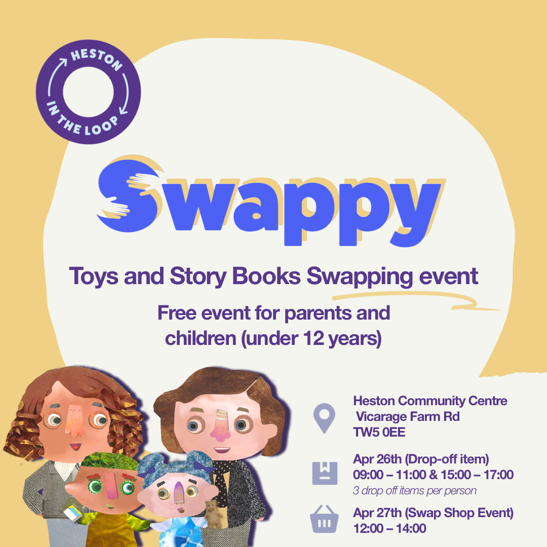 EvolveHounslow's tweet photo. Do you have toys and books your children no longer use? Swop it for something more appropriate at Heston Community Centre with #HestonintheLoop. Drop of 26 April and pick something new on 27 April
@HestonActionG @hestonwestcp @cchangewl https://t.co/D9kxwNlnvX