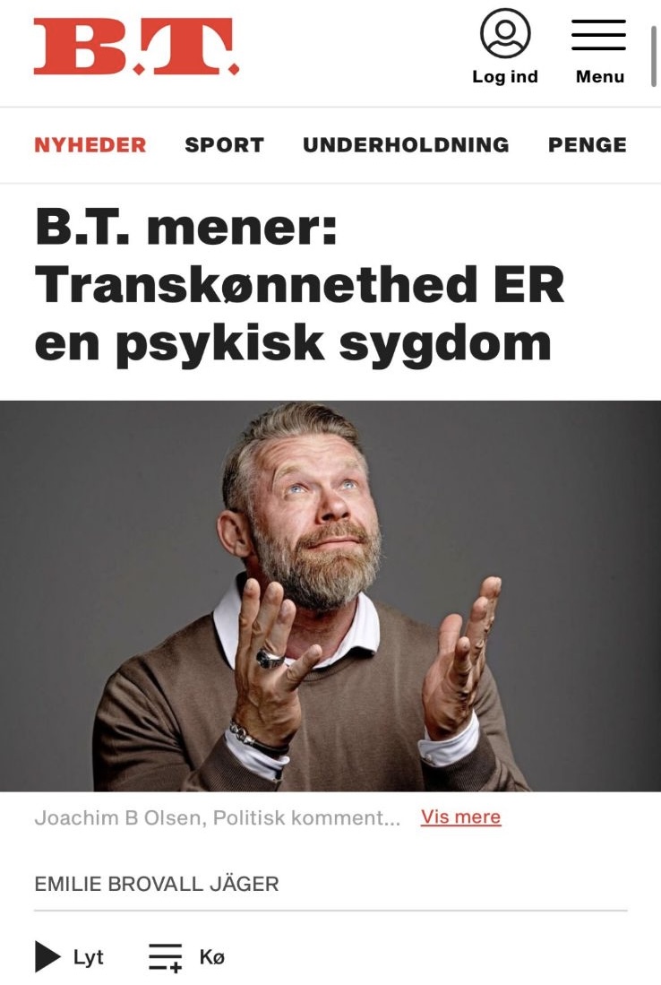 LiberaleVidner's tweet photo. Kære @Pressenaevnet
Transkønnethed blev den 1. januar 2017 fjernet fra ICD-10, klassifikationen for psykiske sygdomme.
@BTdk vælger i ond tro at fastholde stigmatiseringen af transpersoner.
#hadtale #dkpol https://t.co/S3aHCCJgnn