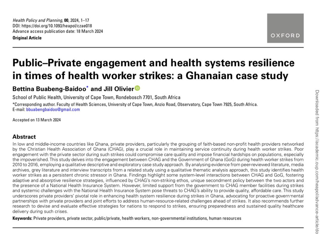 Thrilled to share the publication of my Masters in Public Health dissertation paper in the Health Policy and Planning Journal! A heartfelt thank you to my supervisor @Jill_Olivier ✨✨ academic.oup.com/heapol/advance…