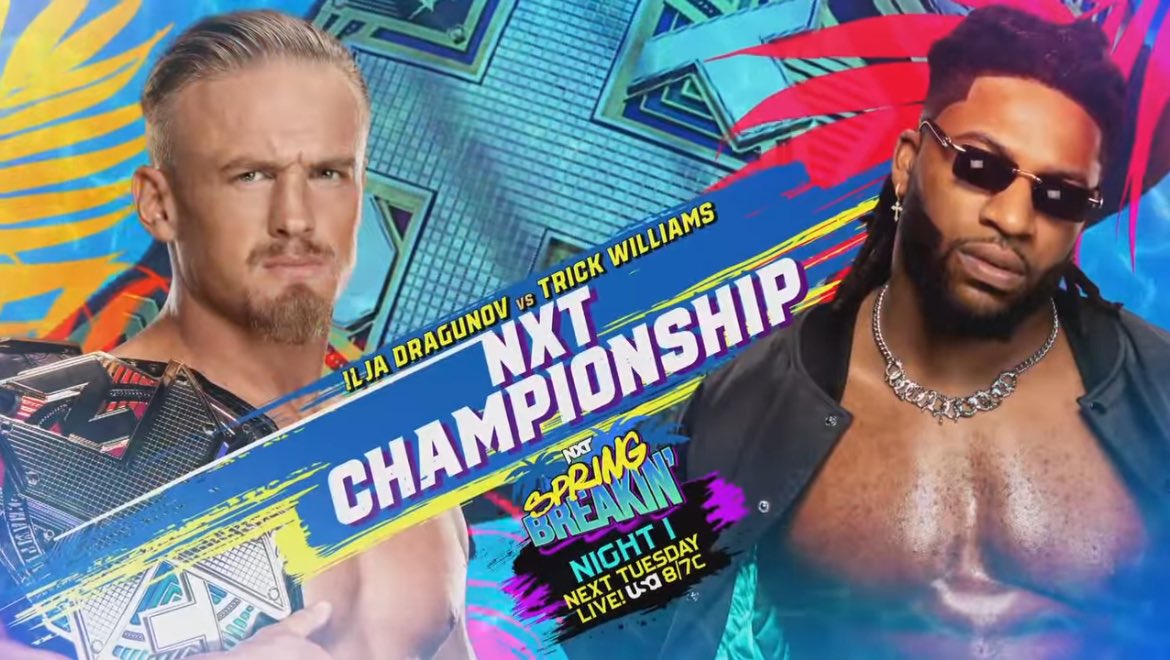 Next Tuesday #WWENXT #NXTSpringBreakin Night 1 NXT Championship @UNBESIEGBAR_ZAR v @_trickwilliams If Trick Loses, He Leaves NXT