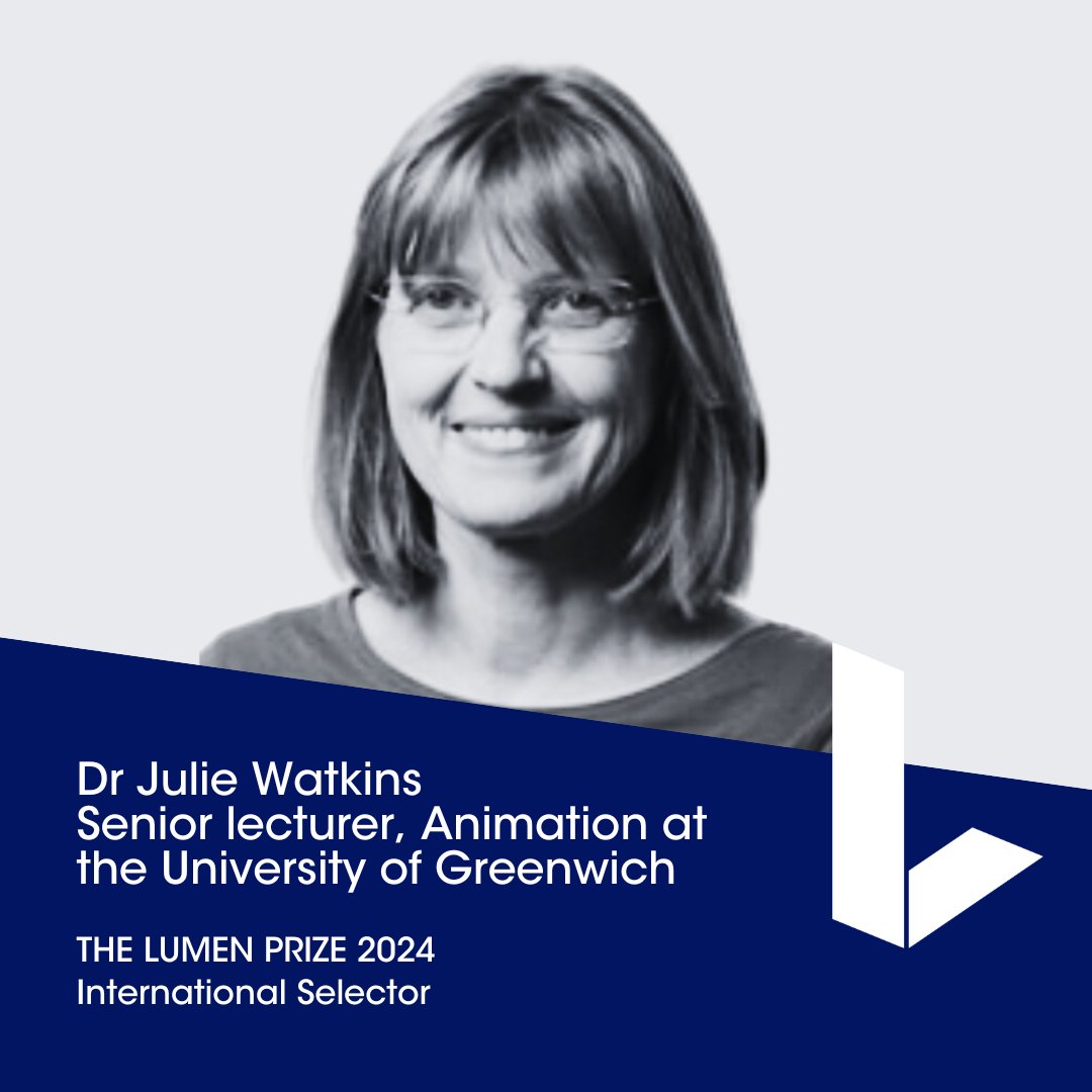 ✨ Introducing: Julie Watkins ✨ We are so pleased to welcome Julie as our latest International Selectors Committee member for the 2024 Lumen Prize judging the Moving Image Category 👏 Dr Julie Watkins, senior lecturer in Animation at the @UniofGreenwich, formerly worked as…
