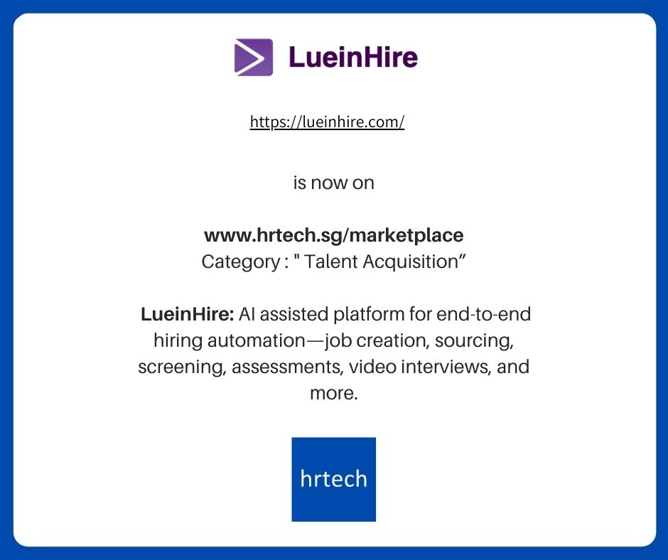 hrtechtweets's tweet image. 𝐄𝐱𝐜𝐢𝐭𝐞𝐝 𝐭𝐨 𝐨𝐧𝐛𝐨𝐚𝐫𝐝 LueinHire.com 𝐨𝐧 𝐭𝐡𝐞 @hrtechtweets  𝐮𝐧𝐝𝐞𝐫 𝐭𝐡𝐞 &quot;Talent Acquisition&quot; 𝐂𝐚𝐭𝐞𝐠𝐨𝐫𝐲: hrtech.sg/lueinhire/

#hrtech #hrsoftware #Videointerviewplatform #hiringautomationplatform, #resumescreening #centralisedsourcing