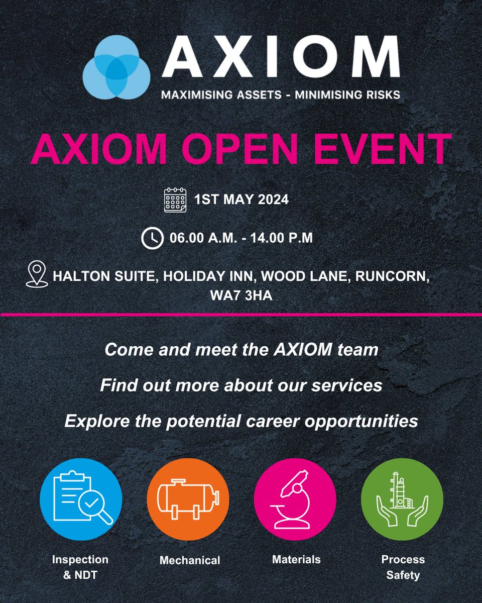 #AXIOM's Open Event is almost here!

Discover more about our award-winning asset management services and explore potential career opportunities with our expanding team in the North West.

For more information, please visit: eventbrite.co.uk/e/axiom-open-e…

#engineeringcareers #openday