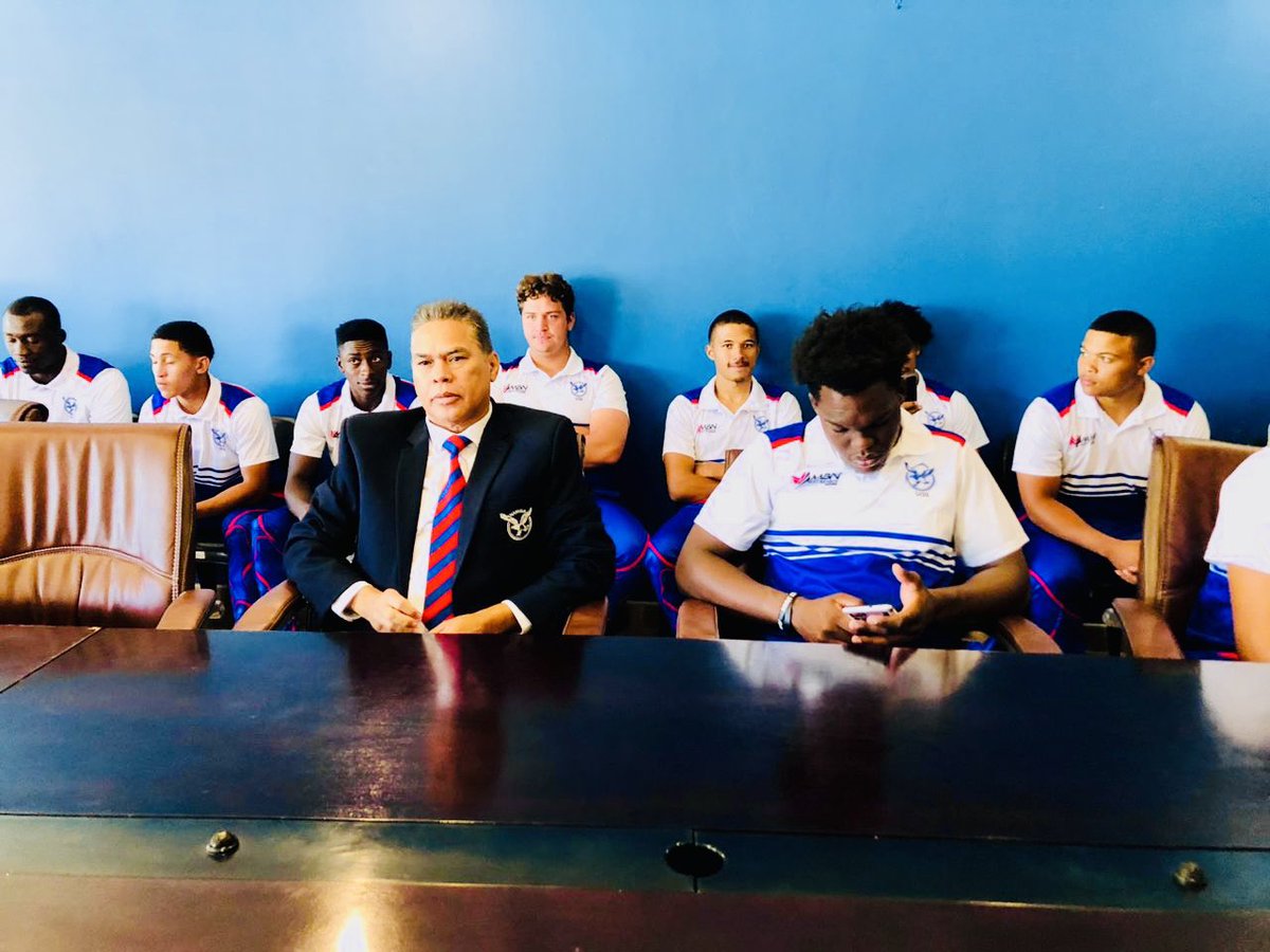 nbcSPORTNA's tweet photo. 🏉 Namibia U-20 Rugby team sent off today for Barthes Cup in Harare, Zimbabwe from 18-29 April. Led by Allister Coetzee, they'll face Kenya (20 Apr), Zimbabwe (24 Apr), Tunisia (28 Apr).
📺 Watch on NBC 1 tonight @ 21h00 #dstv282
By: Castro Uulumbu https://t.co/PBodtSX8Qq