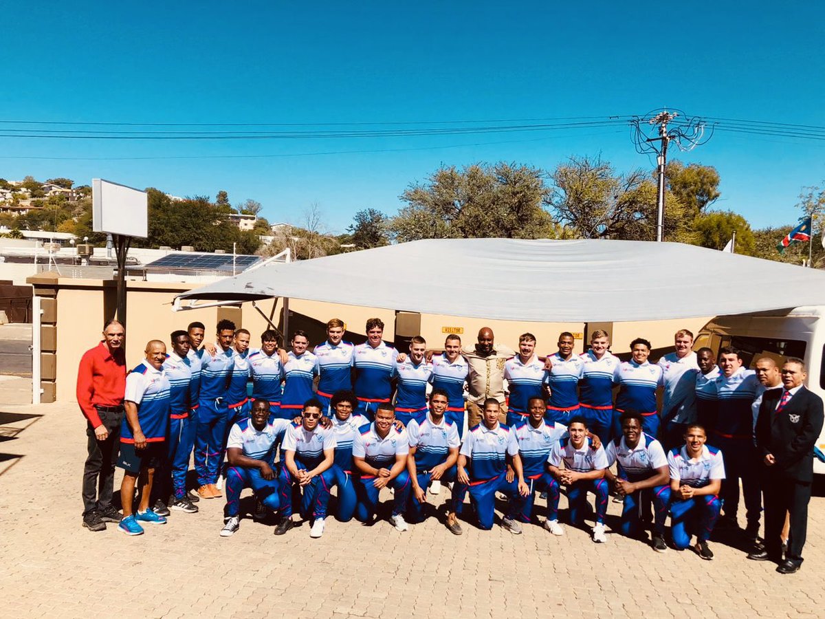 nbcSPORTNA's tweet photo. 🏉 Namibia U-20 Rugby team sent off today for Barthes Cup in Harare, Zimbabwe from 18-29 April. Led by Allister Coetzee, they'll face Kenya (20 Apr), Zimbabwe (24 Apr), Tunisia (28 Apr).
📺 Watch on NBC 1 tonight @ 21h00 #dstv282
By: Castro Uulumbu https://t.co/PBodtSX8Qq
