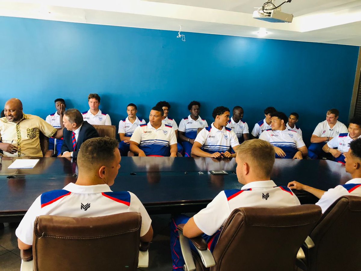 nbcSPORTNA's tweet photo. 🏉 Namibia U-20 Rugby team sent off today for Barthes Cup in Harare, Zimbabwe from 18-29 April. Led by Allister Coetzee, they'll face Kenya (20 Apr), Zimbabwe (24 Apr), Tunisia (28 Apr).
📺 Watch on NBC 1 tonight @ 21h00 #dstv282
By: Castro Uulumbu https://t.co/PBodtSX8Qq