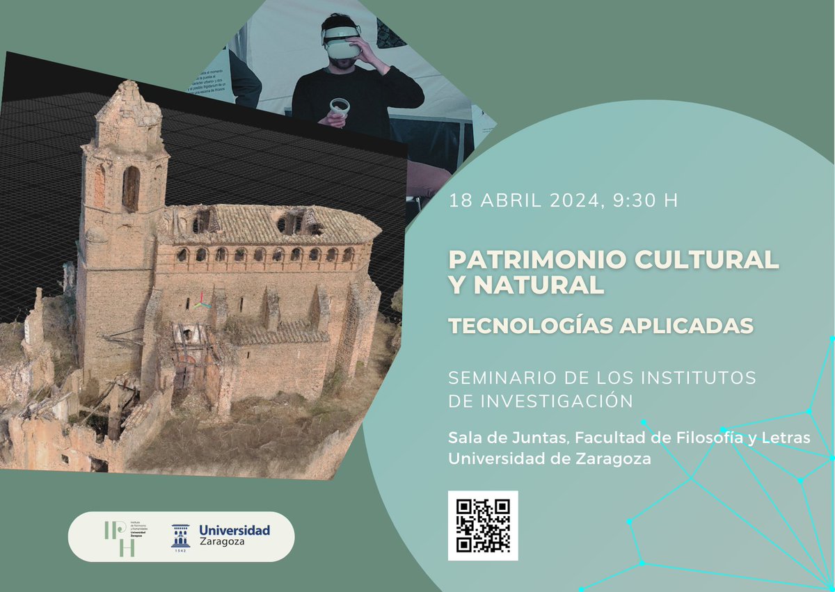 Las tecnologías aplicadas al Patrimonio, objeto del nuevo seminario de los Institutos Universitarios de Investigación de Universidad de Zaragoza. ➡️Este jueves 18, a las 9:30h en @FacultadFiloZgz @iphunizar @unizar @RosaBoles1 #ConchaLomba @GobAragon tinyurl.com/22czxycv