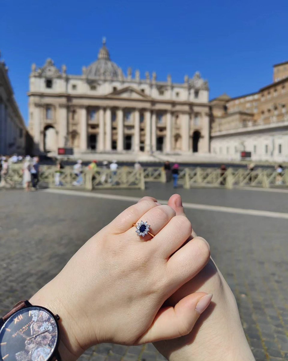 LiamPeterTemple's tweet photo. Topping off an amazing weekend in Rome, @natasha_anson and I are engaged! She said yes in St Peter's Square! 💙💍 https://t.co/blzzO5swED