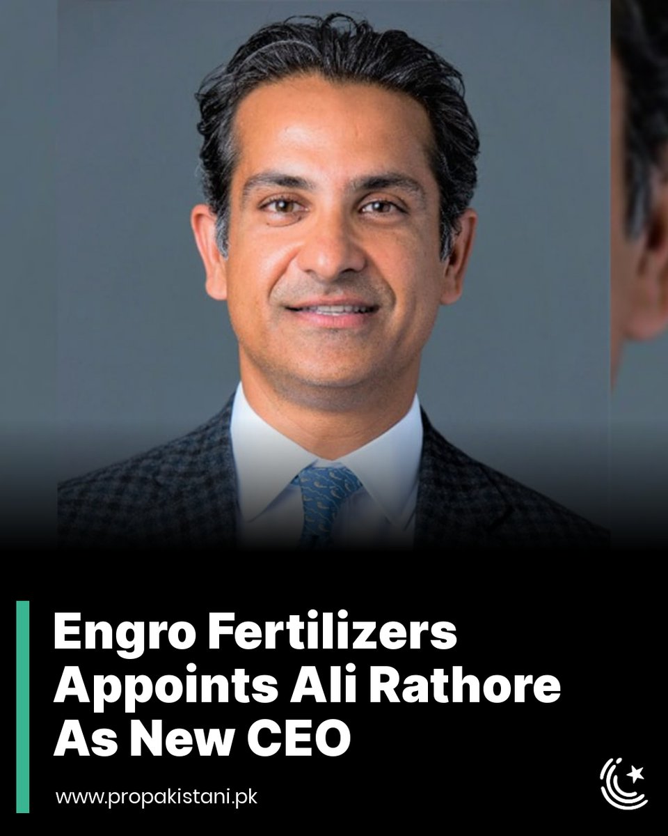 Engro Fertilizers Limited (PSX: EFERT) has appointed Ali Rathore as the new Chief Executive Officer with effect from April 26, 2024, the urea maker informed the main bourse on Wednesday. Read More: propakistani.pk/2024/04/17/eng…