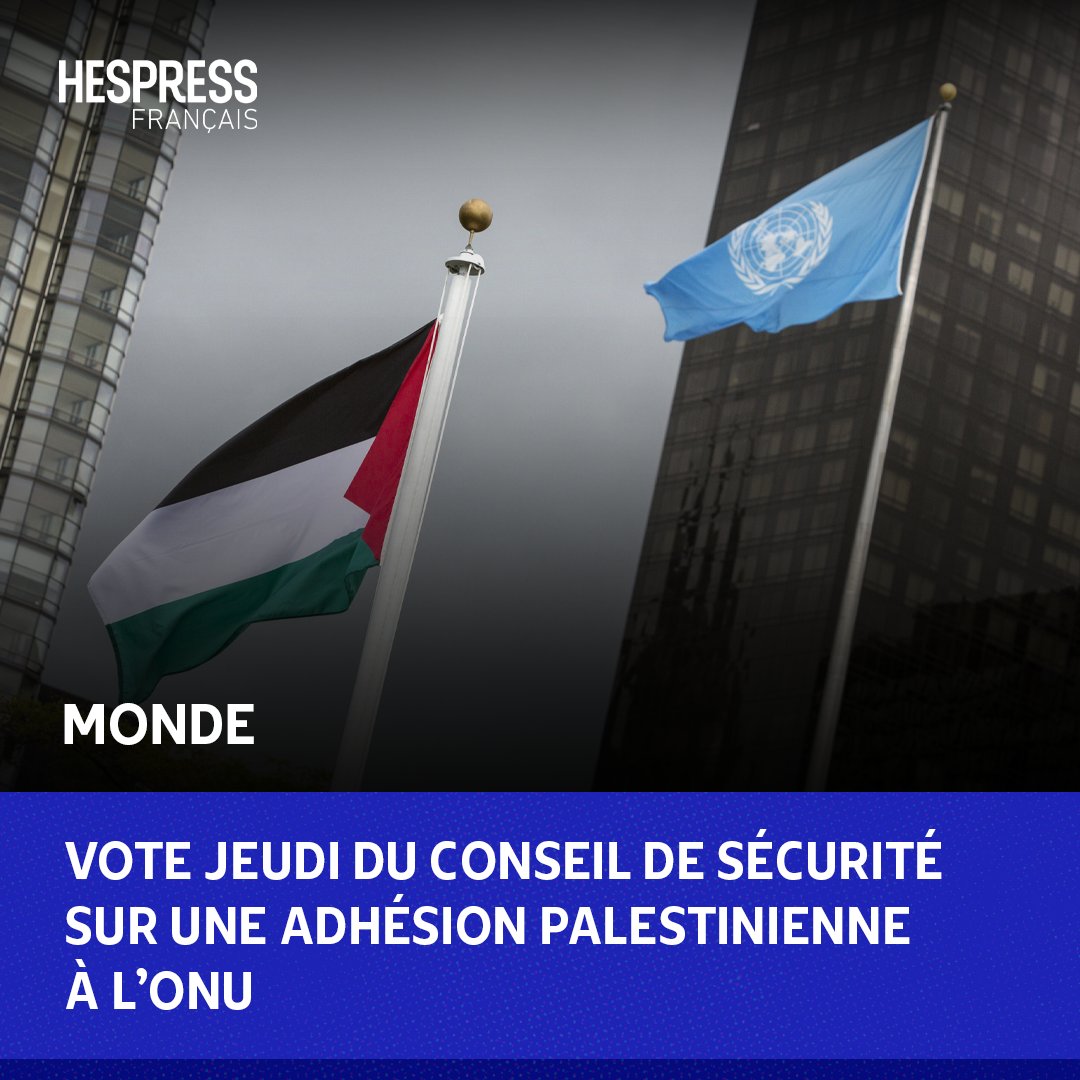 Le Conseil de sécurité de l'#ONU  se prononcera jeudi sur la demande des #Palestiniens de devenir un Etat membre à part entière des #Nationsunies.