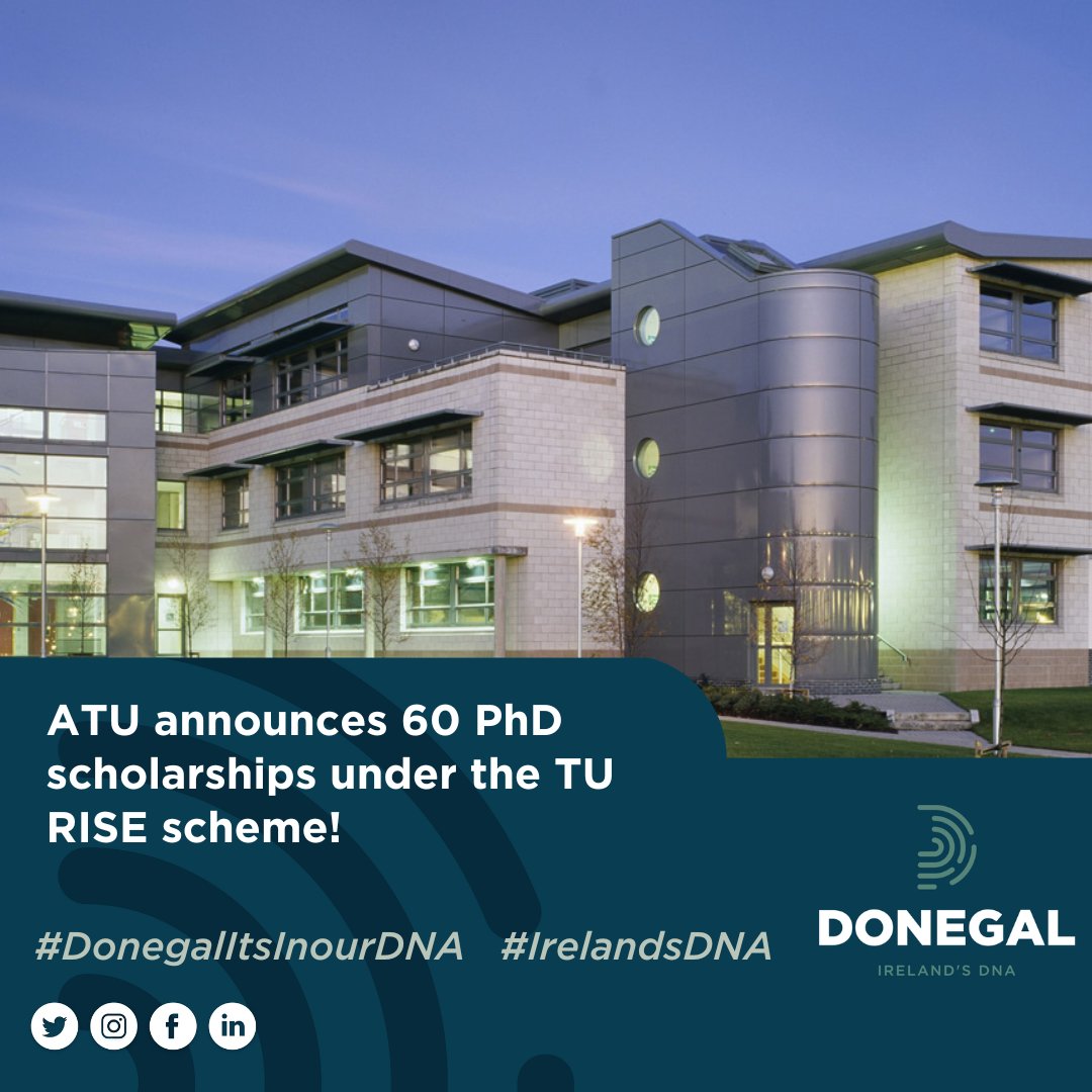 Donegal.ie (@donegal_ie) on Twitter photo Exciting opportunity as <a href="/atu_ie/">Atlantic Technological University</a> launch 60 new PhD scholarships across a wide range of sectors.
Recipients will build valuable expertise in their chosen field & develop strong collaborations with regional enterprises.
➡️lnkd.in/e29gNVEj
#DonegalItsInOurDNA #IrelandsDNA Exciting opportunity as <a href="/atu_ie/">Atlantic Technological University</a> launch 60 new PhD scholarships across a wide range of sectors.
Recipients will build valuable expertise in their chosen field & develop strong collaborations with regional enterprises.
➡️lnkd.in/e29gNVEj
#DonegalItsInOurDNA #IrelandsDNA