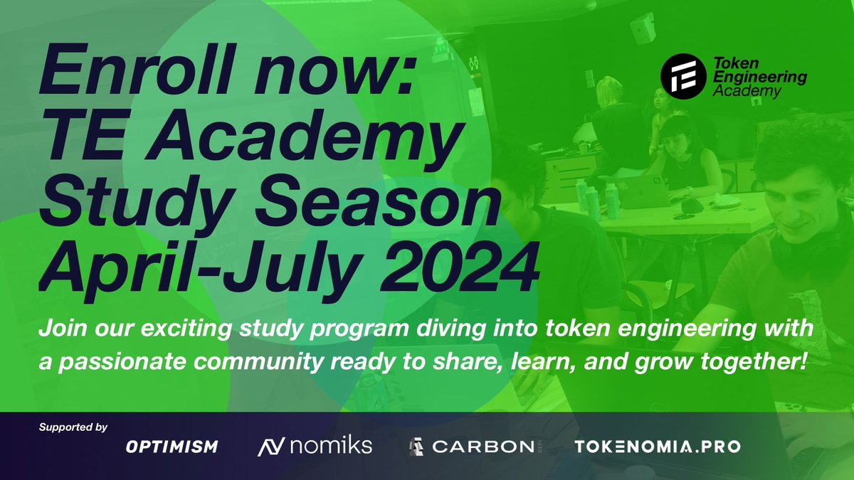 @CarbonDeFixyz @MBRichardson87 @akrtws @gumptree0346 @Nomiks7 @tokenomiapro @Optimism Featured news: Join 300+ students in registering for our Study Season! Ever wanted to dive deeper into our #TokenEngineering Fundamentals course materials with the bonus of benefiting from live expert sessions? Now is the perfect time! Details below! buff.ly/43wpCtP