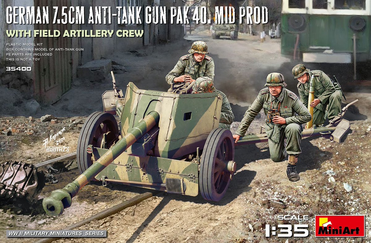 MiniArt 35400 German 7.5cm Anti-Tank Gun Pak 40. Mid Prod. With Field Artillery Crew dlvr.it/T5cm8M