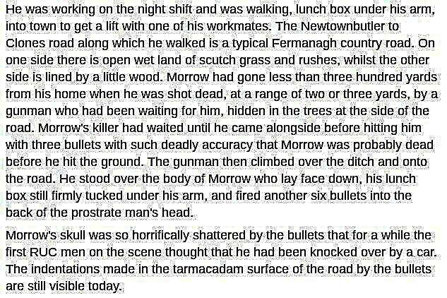 #OnThisDay in 1980 the IRA murdered Victor Morrow, 61. Married father of 2. Security guard @ Lisnaskea shirt factory/ex UDR, walked 150 yds from his home to meet lift to work. Newtownbutler. RUC alerted discovered body on road, shot x9 in back of head #OTD twitter.com/OnThisDayPIRA/…