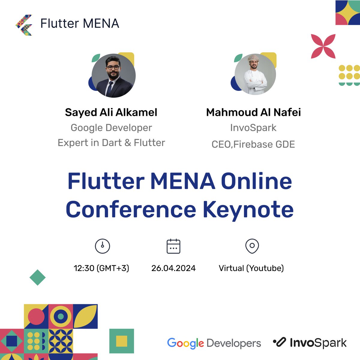 flutter_mena's tweet image. 🌟 Get ready for a tech spectacle! Flutter MENA Online Conference Keynote drops 🔜 with Sayed Ali Alkamel 🧑💻 & Mahmoud Al Nafei 🧑💻They’re unpacking Dart & Flutter + Firebase insights!
📅 26.04.2024
⏰ 12:30 PM GMT+3
📺 Live on YouTube. Don’t miss out! #FlutterMENA