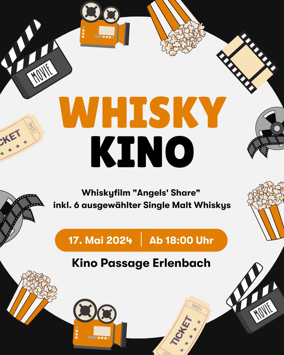 Genieße am 17.05. den Whiskyfilm Angels‘ Share und verkoste 6 Single Malt Whiskys aus Rüdenau. Wem das nicht genug ist, bekommt zusätzlich einen Begrüßungswhisky und einen Snack nach Wahl👉 bit.ly/3U1UPk7 #whisky #visitstkilian #TWLC #stkilianwhisky #whiskylover