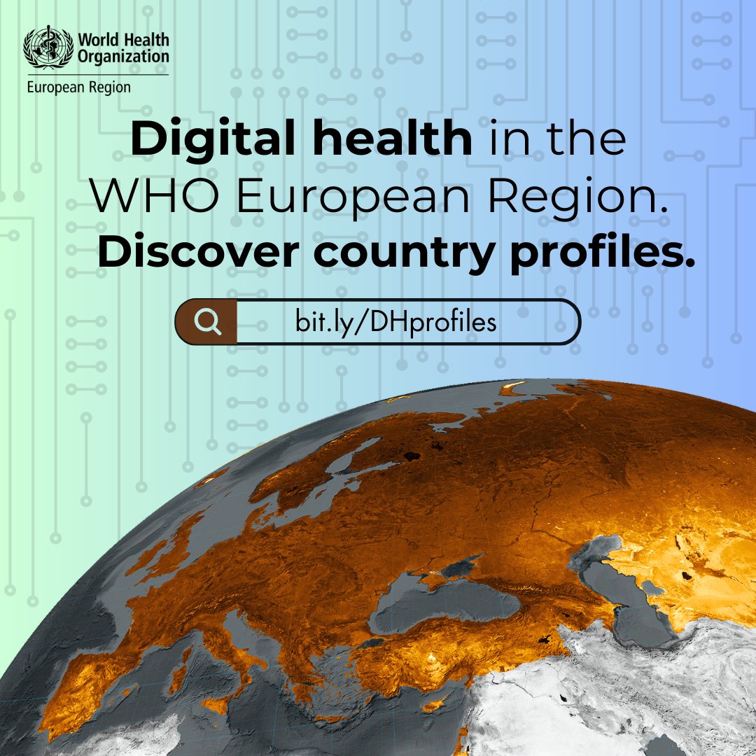 What is the state of data and #DigitalHealth in Europe? 

Our country profiles examine the digital health landscape in 52 @WHO/Europe countries, including:

💻Foundations
🏥EHRs
🛜Patient portals
🧑‍💻Telehealth
📲mHealth
📊Big data for health

Learn more: bit.ly/3VXMQY5