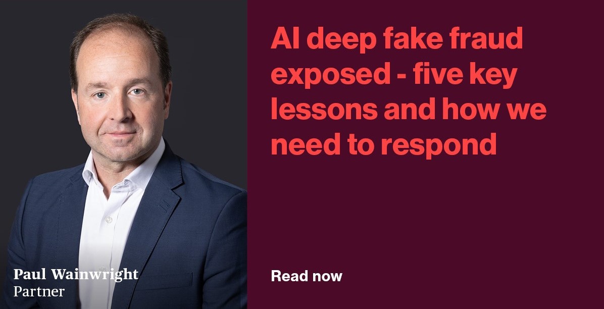 The recent case of AI deep fake fraud identified by CNN highlights a sinister development in the use of AI technology to commit fraud. This article highlights 5 key lessons and how to respond. Read more here: bit.ly/3xF1rxl #ArtificialIntelligence #TechnologyLaw