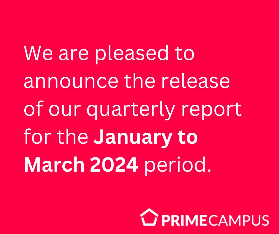 primecampus's tweet photo. We are pleased to announce the release of our fourth quarter report, for the January/March 2024 period. This report provides an overview of our financial performance and highlights the progress we have made to date. 
https://t.co/HCgOYhl71l

#studentproperty #realestate #investor https://t.co/y5mgt7zYSY