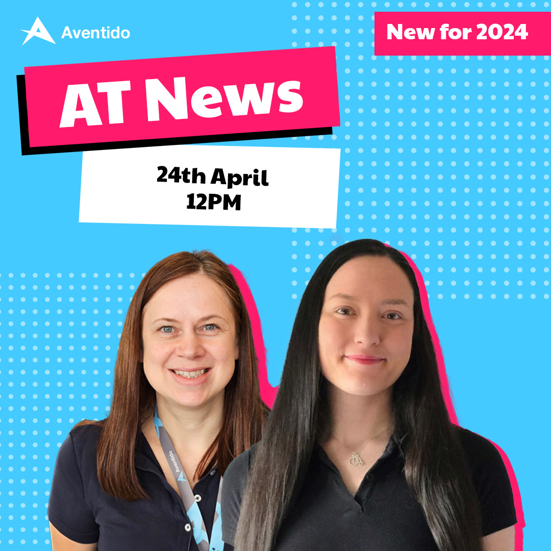 The AT News is back for this month on 24th April at 12 PM! If you want to find out all of the latest in the world of Assistive Technology and what's been happening at Aventido, register here: zurl.co/sFpe #ATNews #AssistiveTechnology