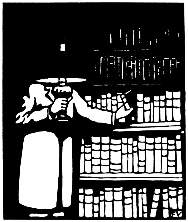 “Le Bibliophile” by Félix Edouard Vallotton, woodcut.