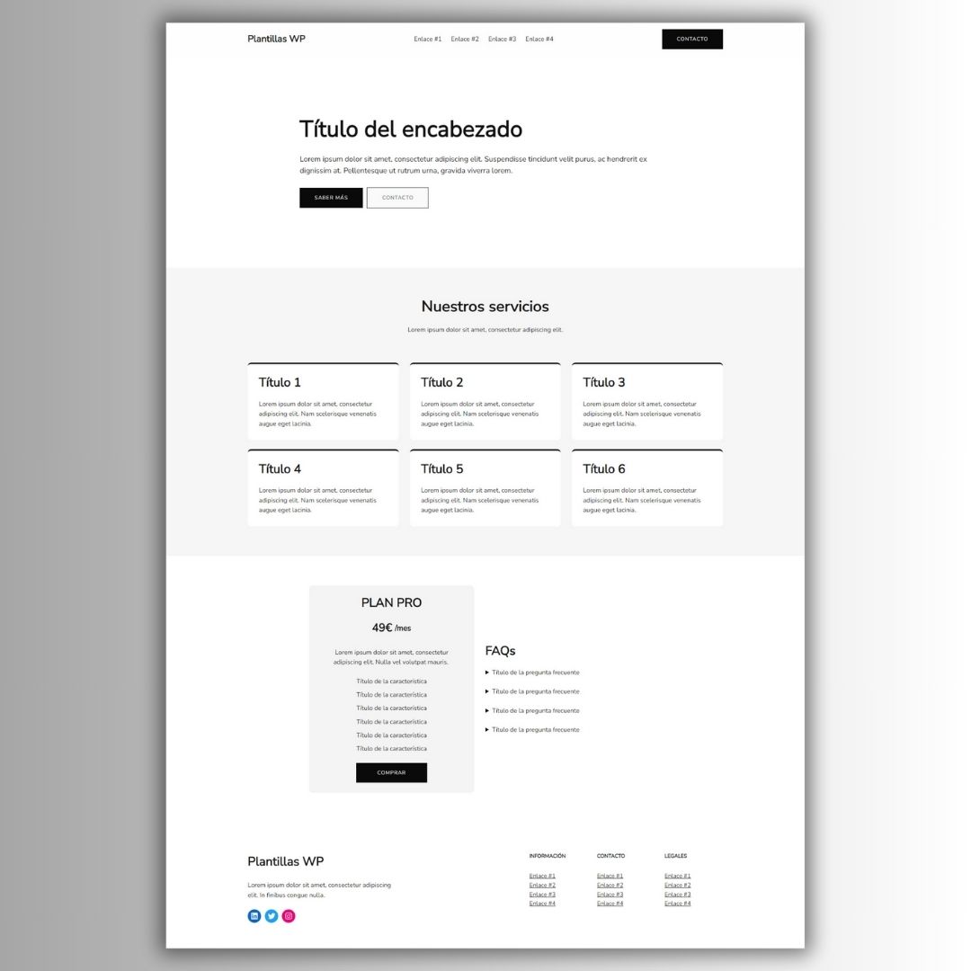 alfonsopuig's tweet photo. Página creada para mostrar tus servicios con bloques básicos de #WordPress, funciona con cualquier theme, solo copia y pega el código en el editor de bloques. Esta plantilla y muchas más en @plantillaswp

https://t.co/fgmLUO6kuI

#wp #nocode https://t.co/96RkzeYMQO