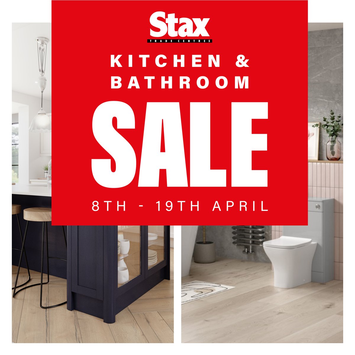 Have you checked out our amazing KITCHEN & BATHROOM SALE?

We have offers on a vast number of trade approved quality kitchens and bathrooms until the 19th April!!

Head online or to your local Stax branch TODAY brnw.ch/21wITDZ

#StaxTradeCentres