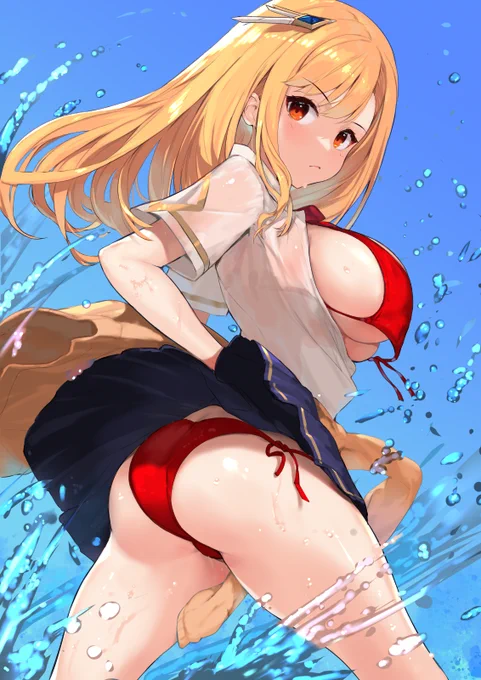 #気温が高いので気が早いが水着絵が見たいセンシティブが怖くて水着がはれるかーい! 