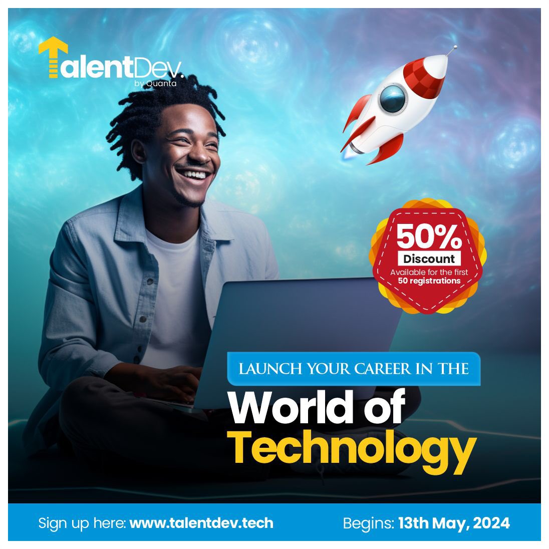 quantafrica's tweet photo. @bod_republic Kickstart your tech career and be part of our upcoming cohort starting May 13th 2024. We offer Training, Resources, Internship and Networking to help you become an expert tech talent. 

Secure your spot today and enjoy 50% scholarship available for the first 50 registrations. https://t.co/igjtnMHNFV