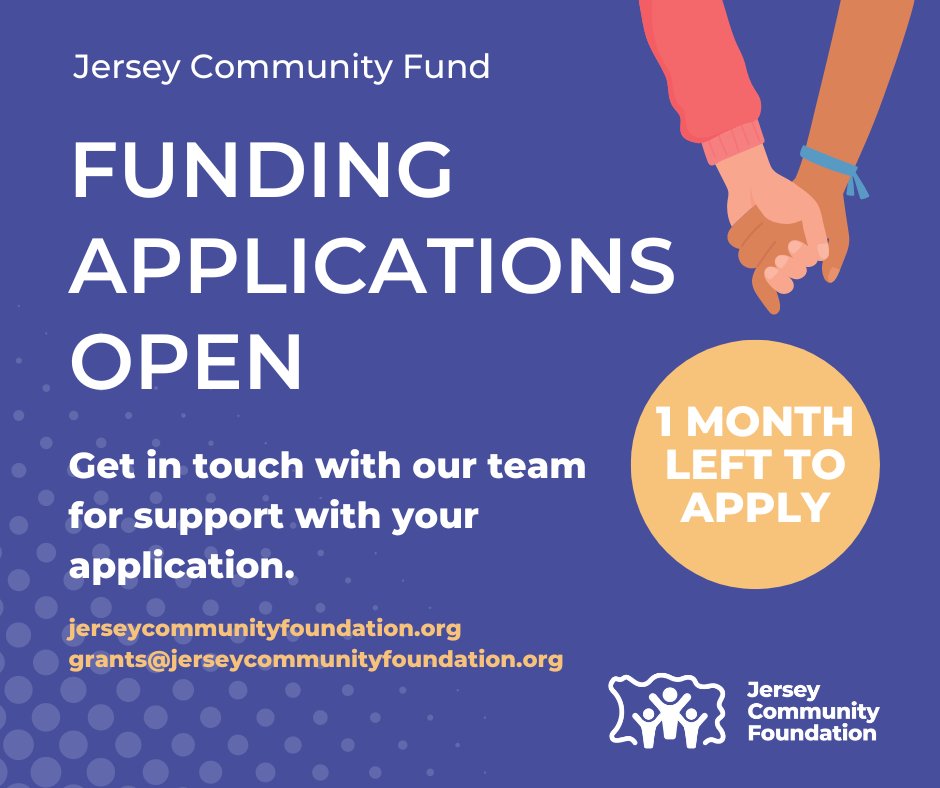 📣1 MONTH LEFT TO APPLY📣 Do you run a project that is dedicated to tackling inequality, elderly care, addressing the cost-of-living crisis or promoting mental and physical wellbeing? If yes, you could be next to receive funding. APPLY by 17 May: jerseycommunityfoundation.org/applying-for-f…