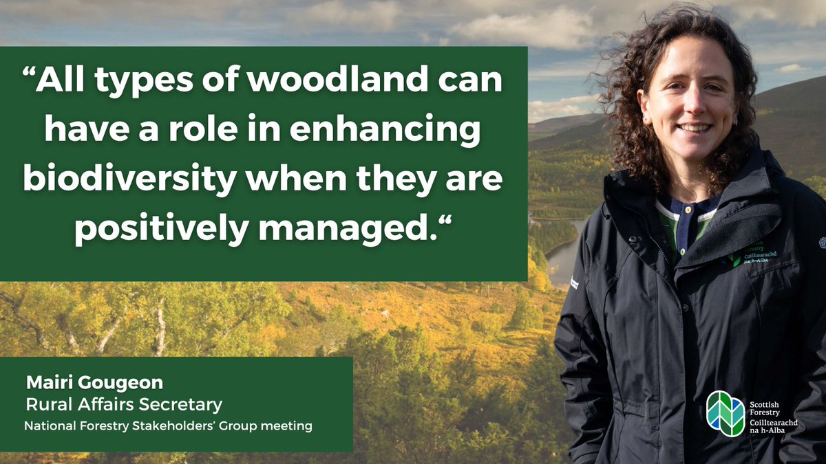 Speaking at the National Forestry Stakeholders’ Group meeting today, which is discussing biodiversity in woodlands, Rural Affairs Sec @mairigougeonMSP highlighted the need to maximise our woodland resource for the environment. #biodiversity