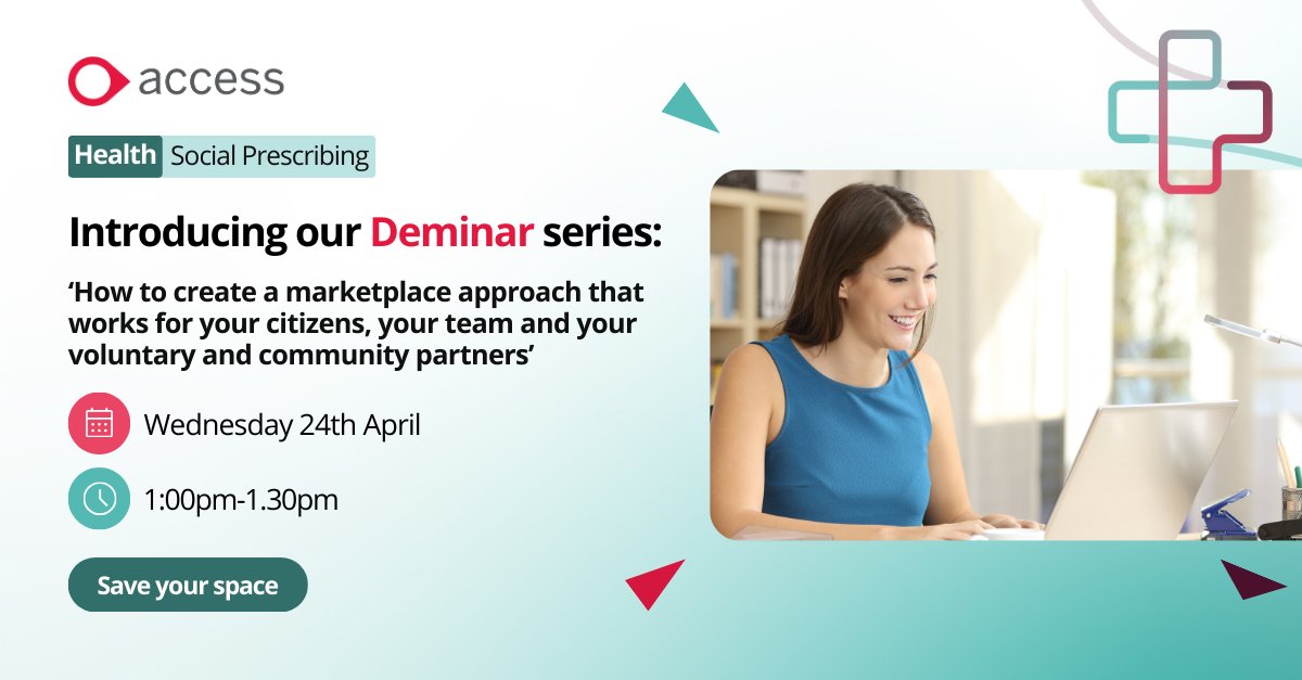 Join us for a quick 30-min action packed #AccessElemental Deminar #Demo on the 24th April on ‘How To – create a marketplace approach that works for your citizens, your team and your voluntary and community partners'. Register your interest here: ow.ly/Vmbc50RhW8o #Webinar