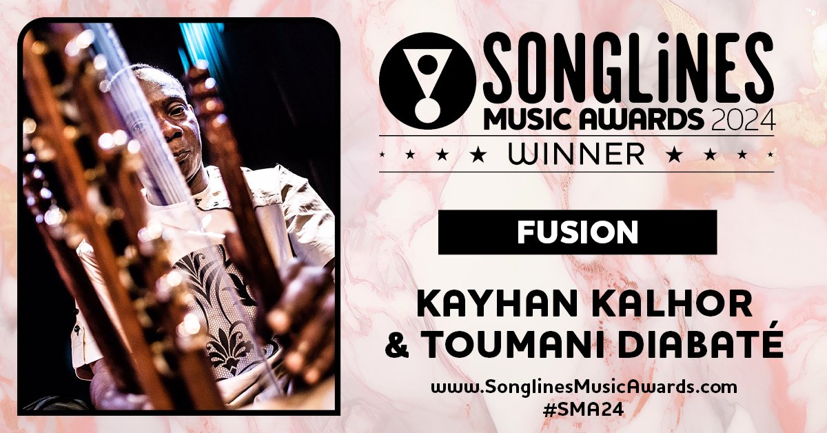 Congratulations to @KayhanKalhor & @ToumaniDiabate for winning the Fusion category in the Songlines Music Awards 2024 for their album The Sky is the Same Colour Everywhere on @RealWorldRec songlines.co.uk/awards/2024 #SMA24