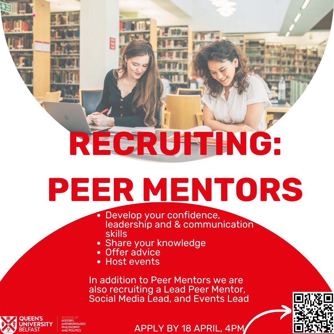 We are looking for our next cohort of Peer Mentors for the 2024/25 academic year! 🔴Develop your confidence, leadership and & communication skills 🔴Share your knowledge 🔴Offer advice 🔴Host events Apply by 18/04, 4pm 👉ow.ly/Enyp50RhWBs