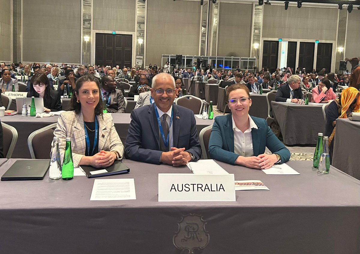 I was pleased to join Peta Olesen, Australia’s representative from @DCCEEW at the opening session of the International Renewable Energy Agency's 14th Assembly in Abu Dhabi. International collaboration is vital for our energy transition!