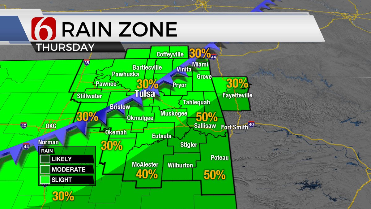 A big warm-up is expected before our Thursday cold front arrives. This front brings a few scattered storms for a few locations. A layer of warm air aloft (the cap) may be present. Cooler weather follows Friday into the weekend with some showers near or south Saturday. @NewsOn6