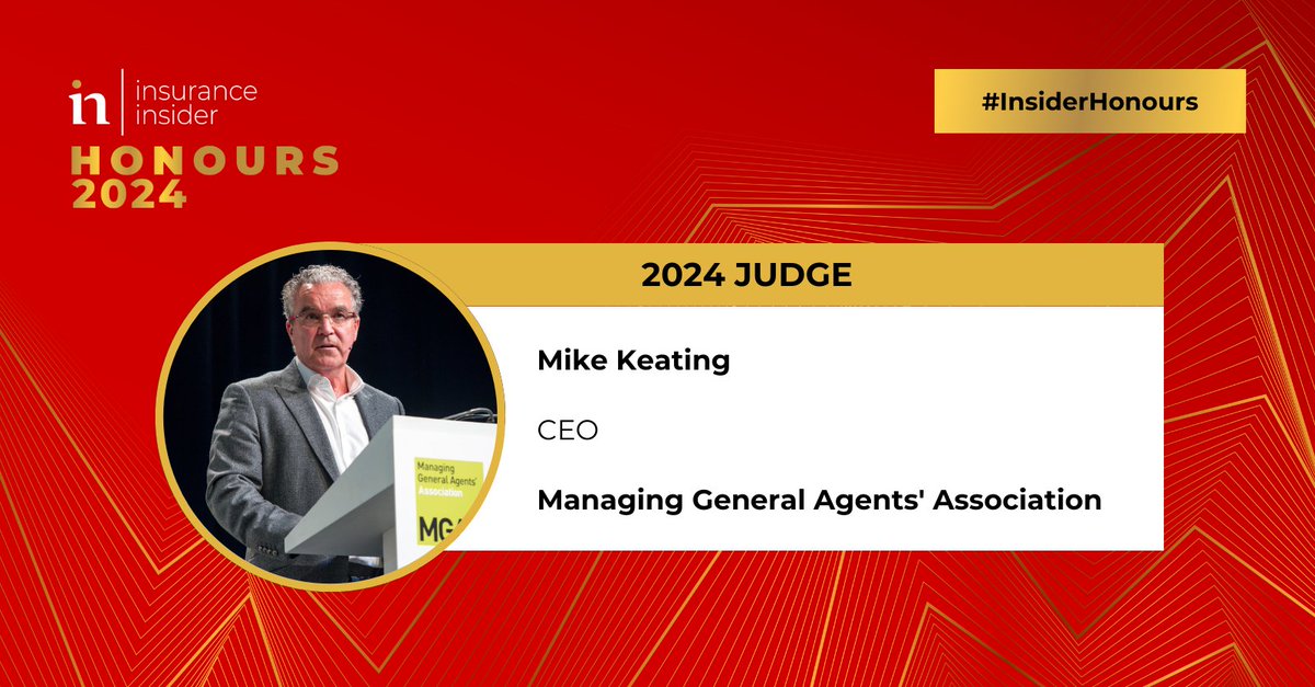 We're delighted to share that @keats49 will be joining the judging panel for Insurance Insider's 2024 #InsiderHonours! 🏆 The submission deadline is 25th April 2024. To submit your entry, visit - lnkd.in/e6gyhwmk For more information - lnkd.in/eRStWmFS