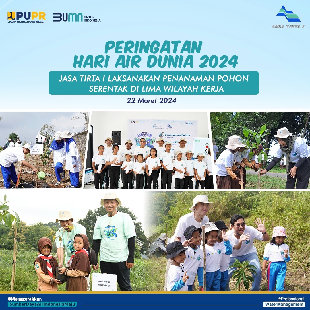 Halo Jtzen,
22 Maret setiap tahunnya diperingati sebagai Hari Air Dunia (HAD) dan sebagai upaya untuk mengingatkan tentang pentingnya Air,  
#HariAirJasaTirta1
#HariAirDunia
#WaterForPeace
#PerumJasaTirta1