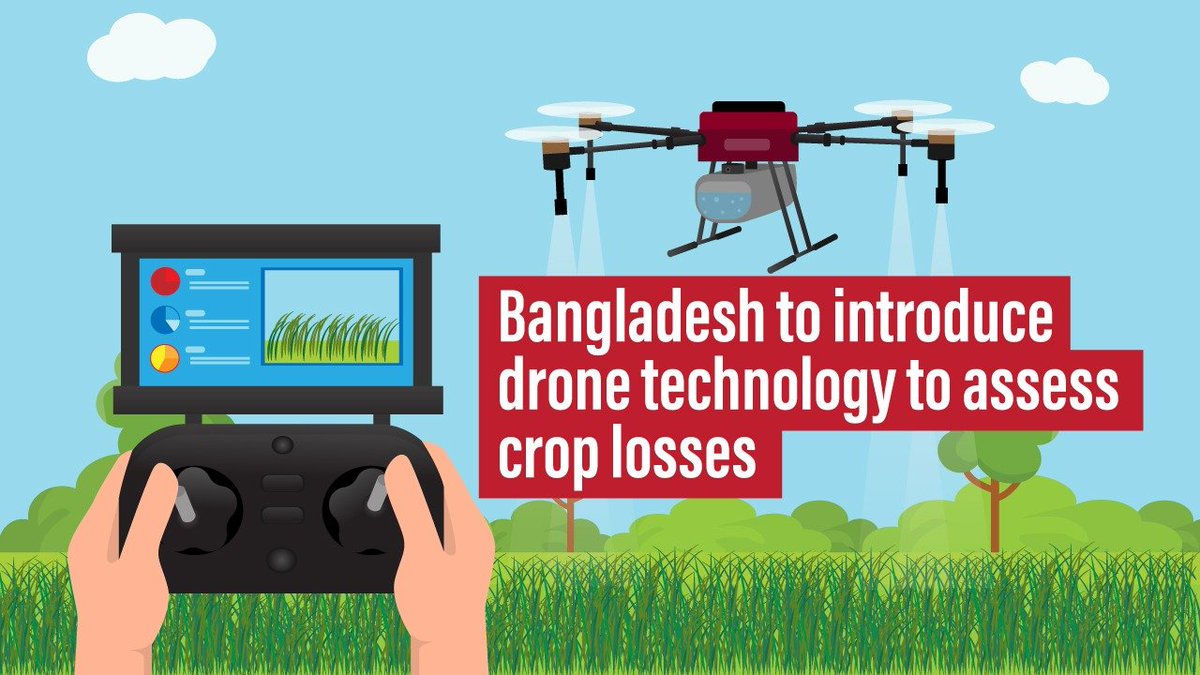 #Bangladesh is preparing to introduce remote sensing and drones to detect #crop damage caused by extreme weather events or diseases. @ADB_Bangladesh has started training agriculture officers to use the technologies. #SmartBangladesh #SmartAgriculture 👉link.albd.org/c6v5h