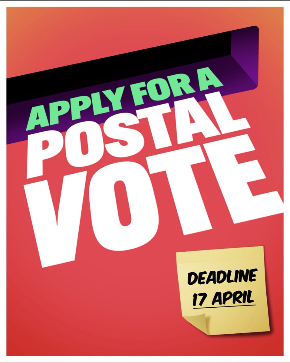 TODAY is the last day to register for a postal vote ahead of the elections on the 2nd May 📬🗳️ I received my postal vote and voted for @danpricelab, Labour's candidate for Cheshire Police and Crime Commissioner. 🌹 It's quick, easy and free to sign up 👉gov.uk/apply-postal-v…