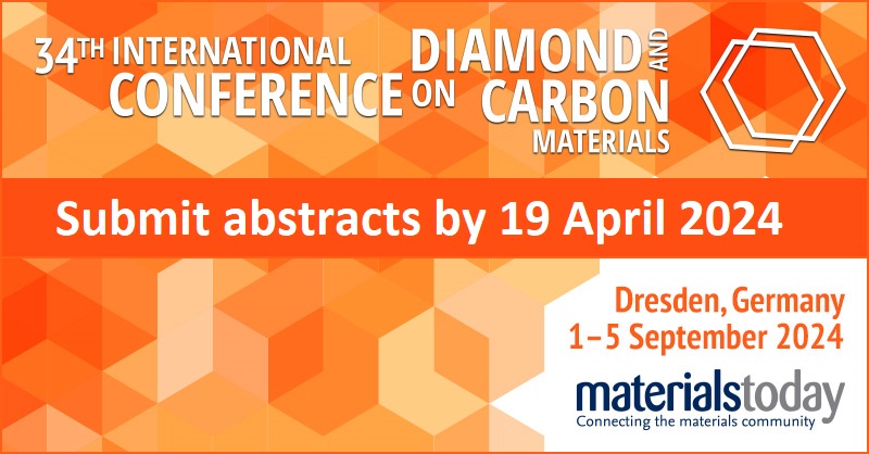 Submit abstracts by Friday to present at the 34th International Conference on Diamond and Carbon Materials #ICDCM2024. Abstract submission and young scholar award application open at: spkl.io/60154Fuuc
