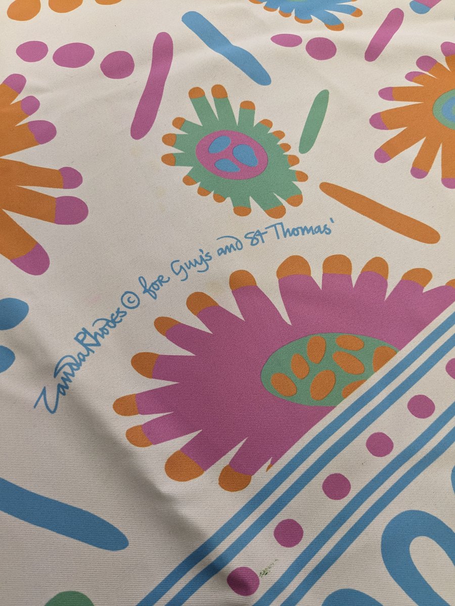 #Archive30 Get well soon for #healtharchives, with this Dame @Zandra_Rhodes curtain print design for Guy's and St Thomas' Hospital. @ARAScot @librarydmu @explorearchives @dmufashion @DMUTextiles #furnishings #printing #fabric #textiles #fashionhistory