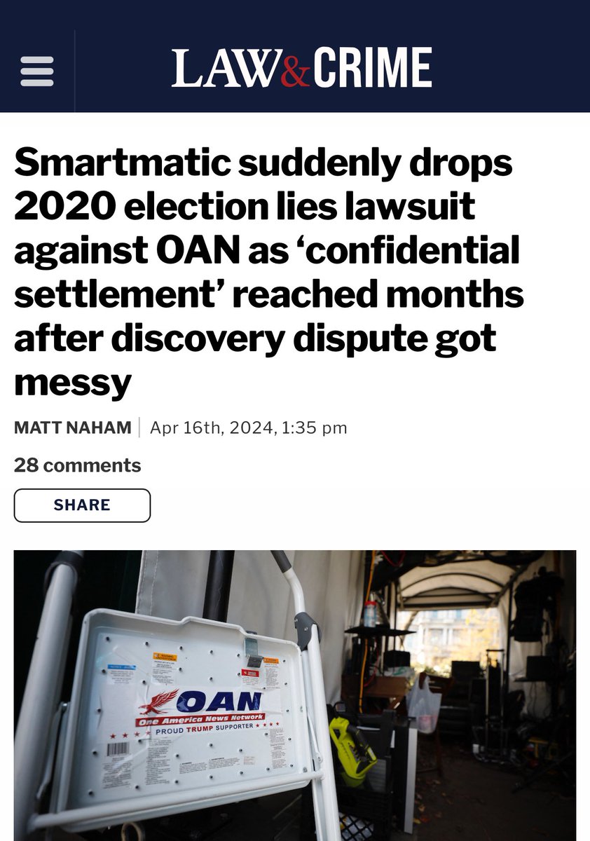 🚨SMARTMATIC

The very same Venezuelan company that came after Sydney Powell,  implicated in an election bribery scheme in Philippines, and operated by the ghost of Hugo Chavez to flip elections for socialist dictators —drops its lawsuit against OAN like a hot potato‼️

All…