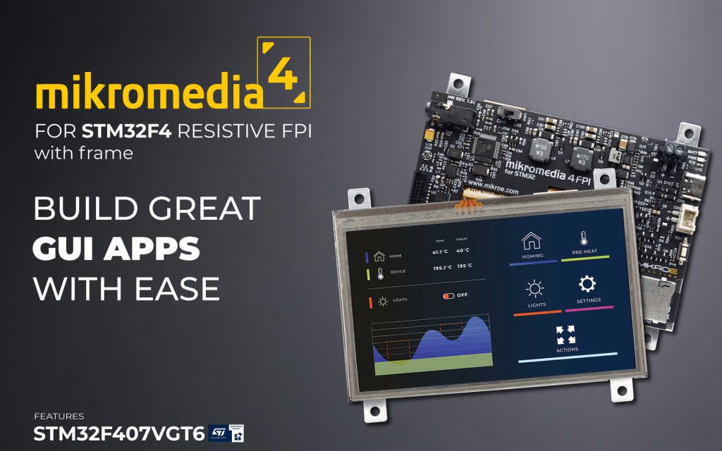 Build great GUI apps with ease with today's new product - mikromedia 4 for STM32F4 Resistive with frame. 🎯 mikroe.com/blog/mikromedi…