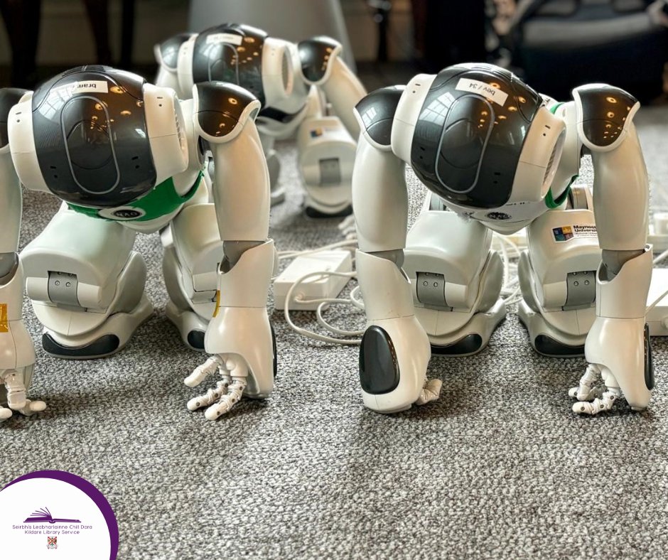 It's all kicking off in #NaasLib.... The robotics football team, #RoboEireann from @MaynoothEENG, are just getting warmed up for their match in Naas Library & Cultural Centre. You can still grab a ticket to our 3pm public event here: tickettailor.com/events/naaslib… @Steam