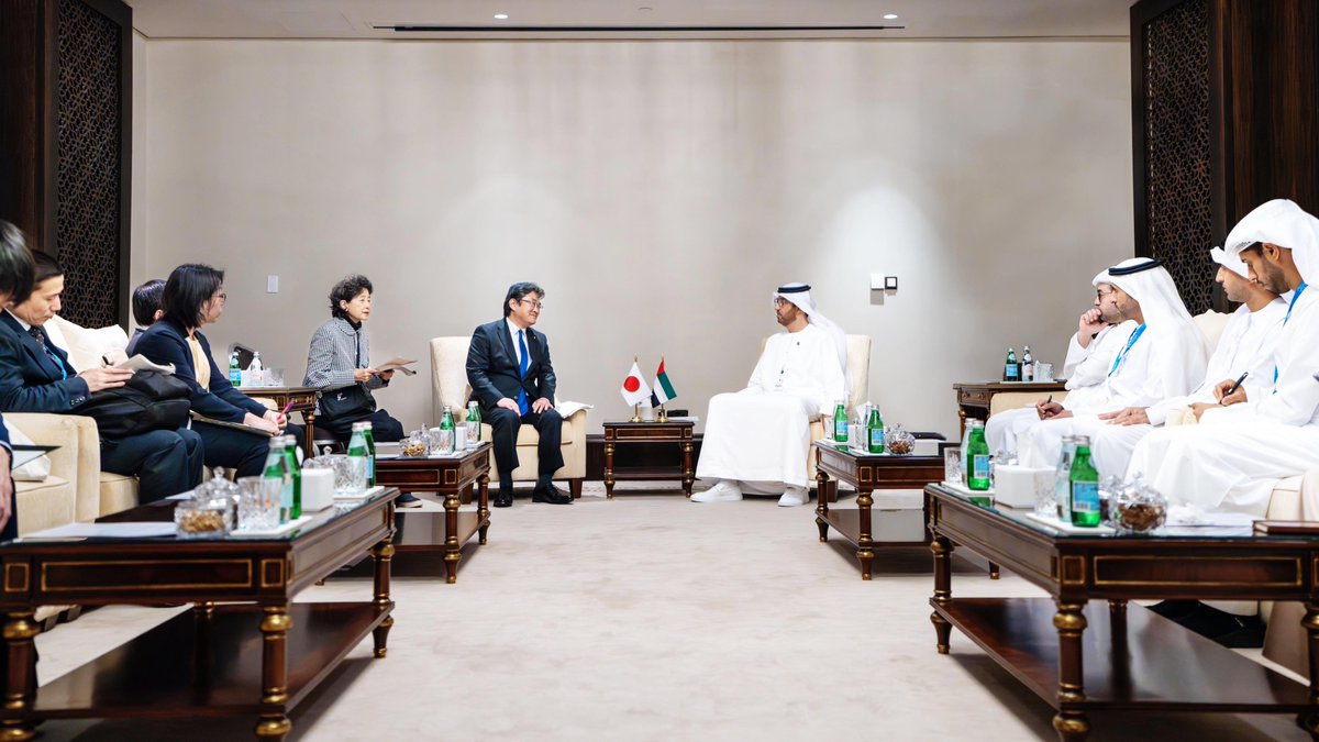 COP28 President Dr. Sultan Al Jaber today met with Yoshida Nobuhiro, Japan's Parliamentary Vice-Minister of Economy, Trade, and Industry. During the meeting in Abu Dhabi, Dr. Al Jaber thanked Japan for their continued support for COP28 initiatives and the endorsement of the UAE…