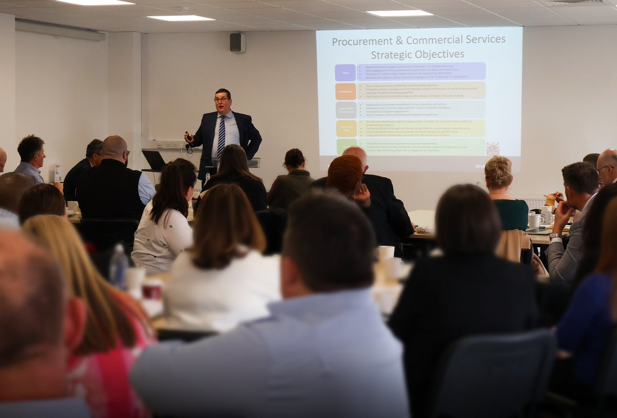 Staffordshire businesses were welcomed to Commerce House this morning to share their views on @SoTCityCouncil's draft Economic Development Strategy and new Procurement Strategy. Guests enjoyed presentations from a range of speakers including Council leader @CllrAshworth, City…